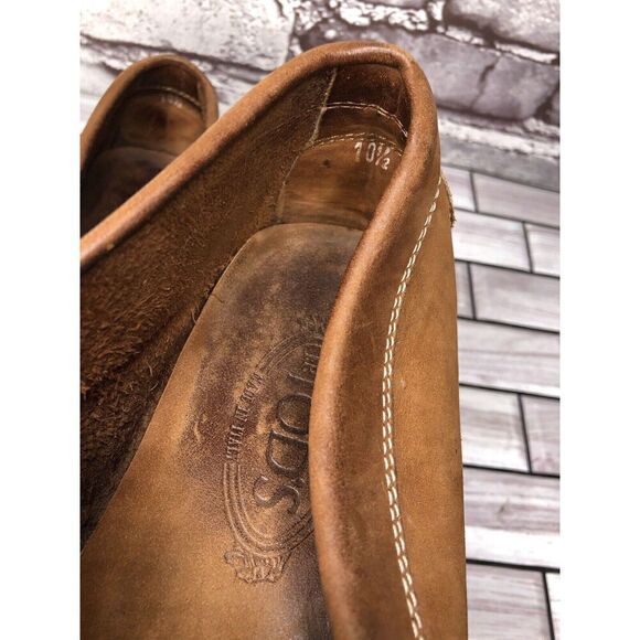 JP Tods Brown Leather Penny Loafers Driving Slip On Shoes Men Sz 10.5M US/44EU - Picture 5 of 16